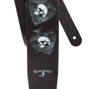 D'ADDARIO PRINTED LEATHER GUITAR STRAP, DEATH CLUB