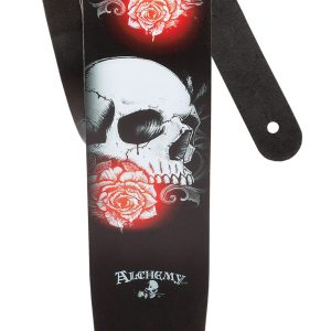 D'ADDARIO PRINTED LEATHER GUITAR STRAP, DEFINITELY DEAD