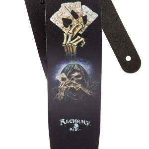 D'ADDARIO PRINTED LEATHER GUITAR STRAP, REAPERS ACE